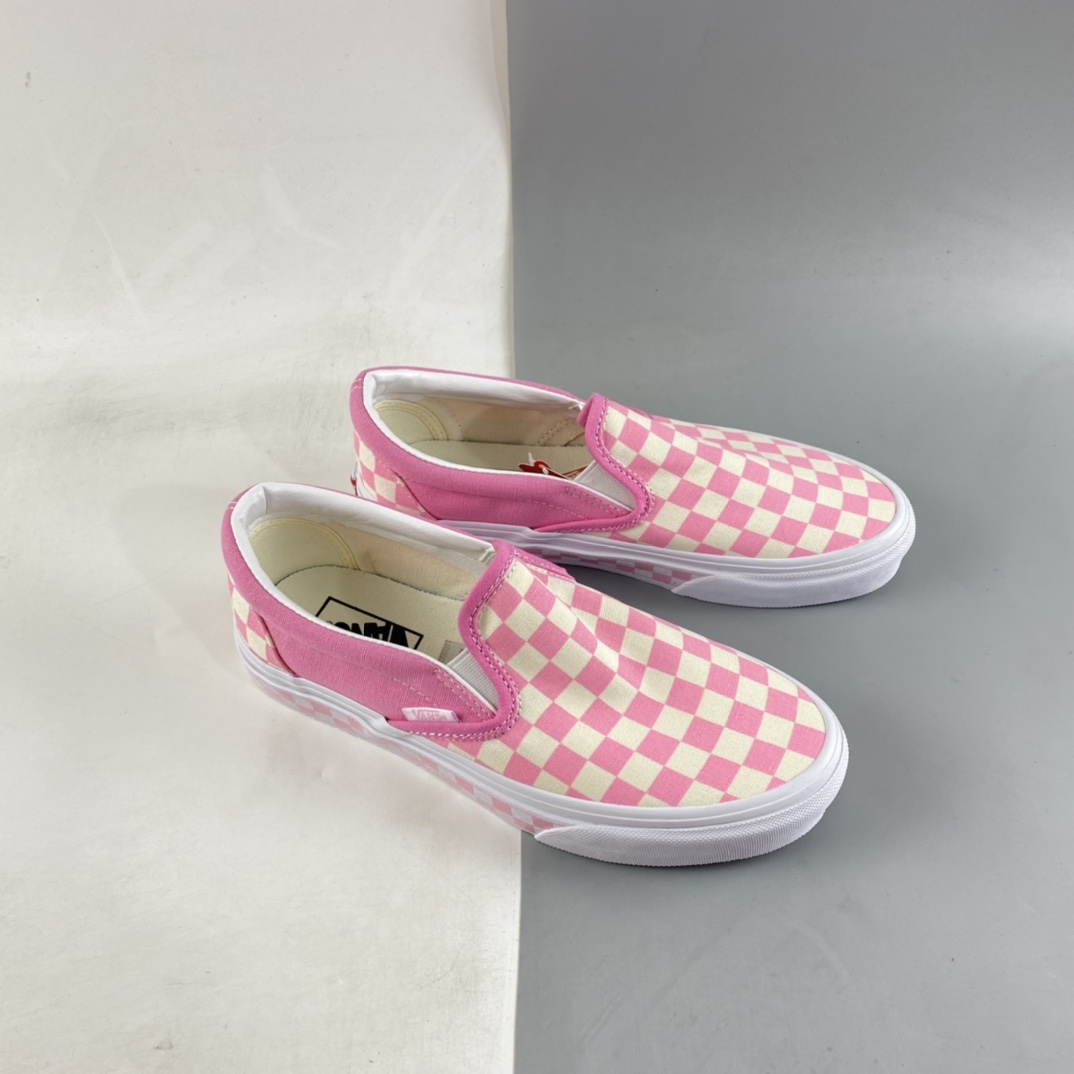 P140  Vans Classic Slip-On 少女粉棋盘格经典款低帮一脚蹬懒人鞋 VN0A38F7PVB