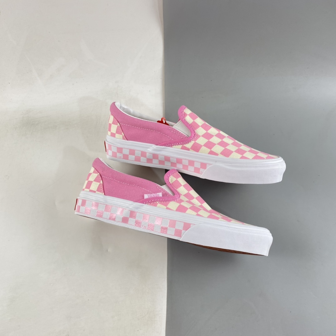 P140  Vans Classic Slip-On 少女粉棋盘格经典款低帮一脚蹬懒人鞋 VN0A38F7PVB