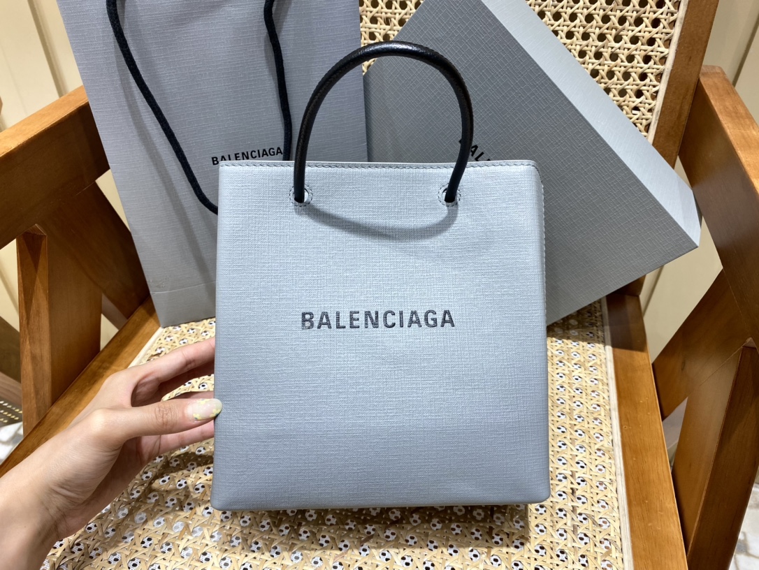 Balenciaga Shopping 20CM Bag 十字纹购物纸袋包 572411石墨灰