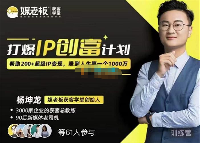 杨坤龙《打爆IP创富计划7天线上课》