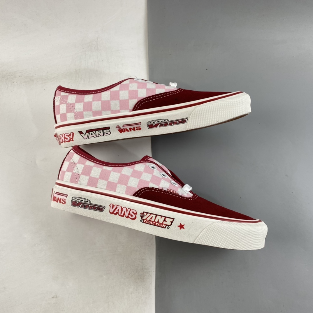 P150  Vans Authentic 44 Dx 樱桃红格子低帮休闲板鞋 VN0A5KX48EK