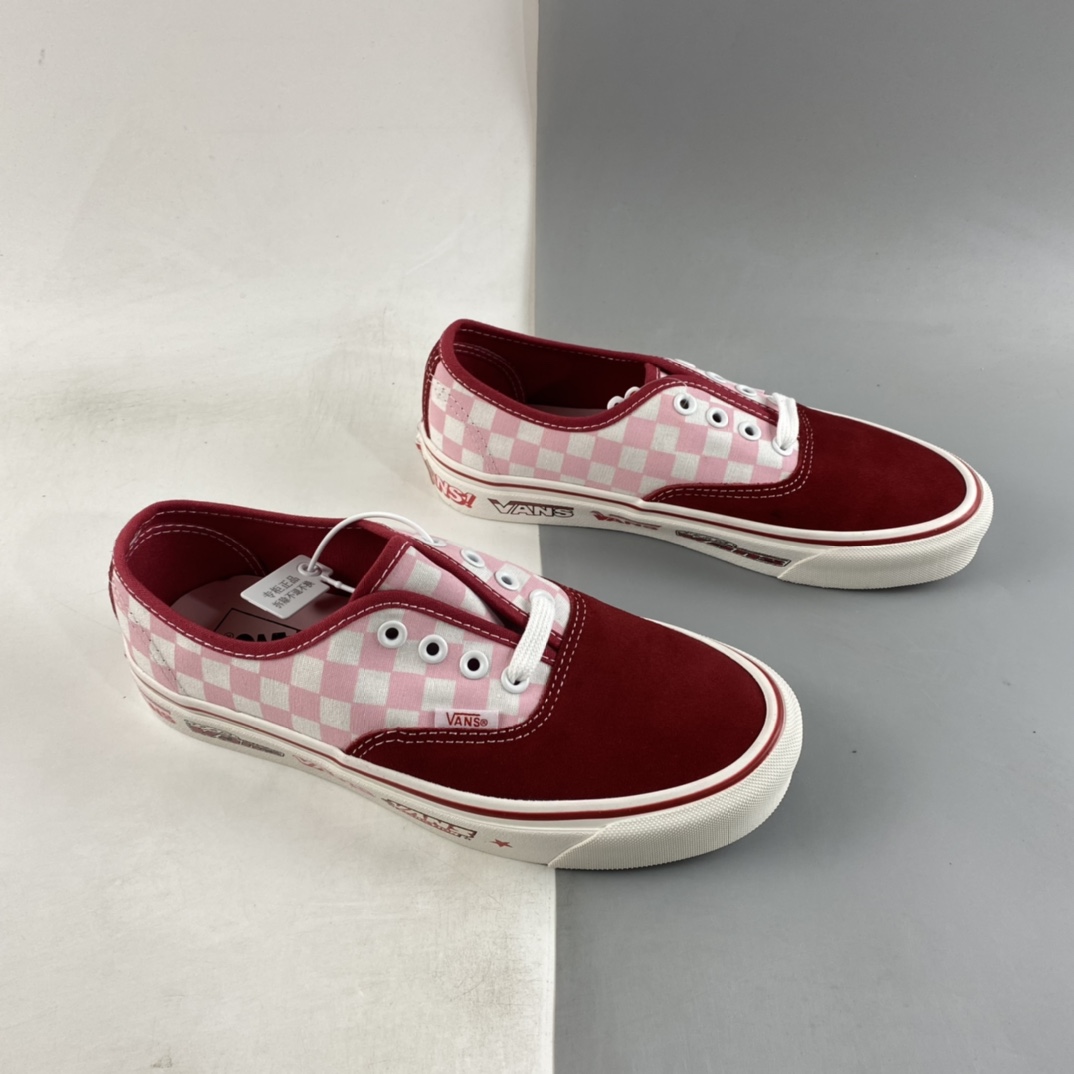 P150  Vans Authentic 44 Dx 樱桃红格子低帮休闲板鞋 VN0A5KX48EK