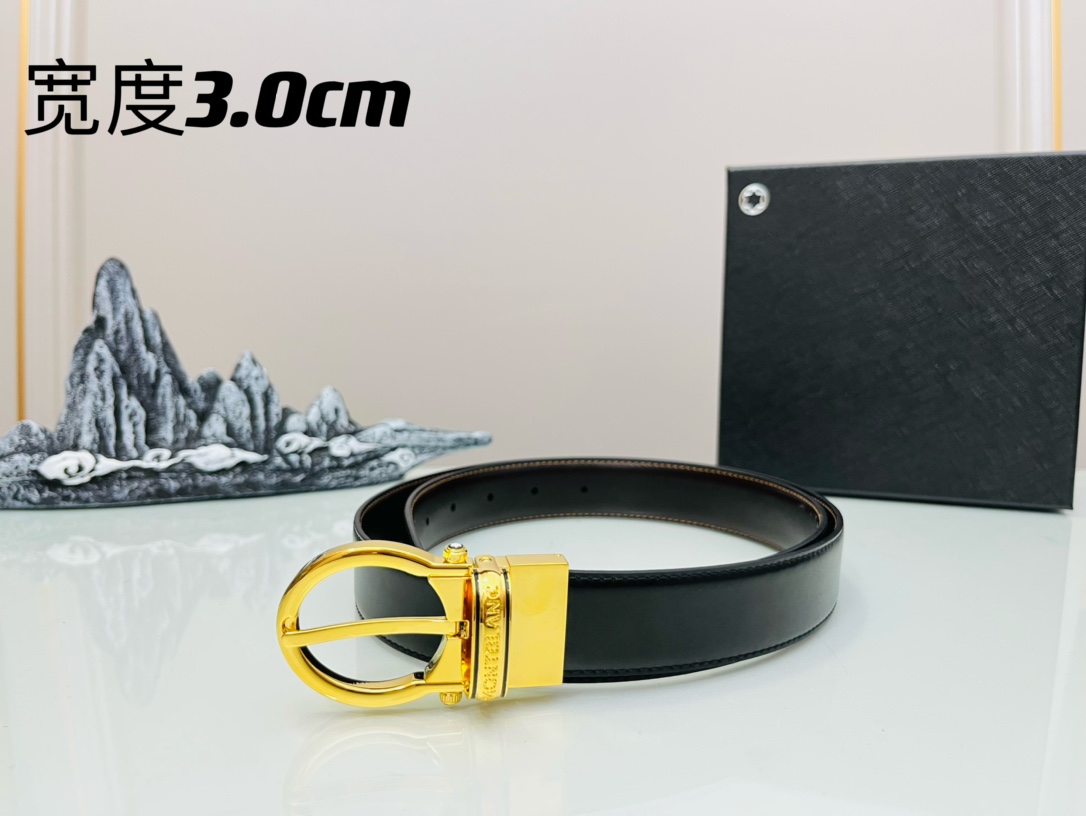 I5  Montblanc 万宝龙  顶级 皮带腰带：专柜对版 精品铜扣、双面使用专柜质量、头层牛皮、保证真皮 包装：送打孔器 全套包装 宽度：3.0cm 长度：国标90cm-cm 可以自行裁剪