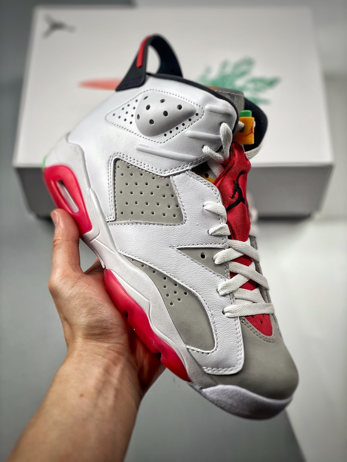 -5 Air Jordan 6 "Midnight Navy" blanco y rojo AJ6, Jordan 6, AJ6, caña alta, blanco y rojo, serie de zapatill…