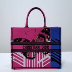 Dior Book Tote Tote Bags Blue Pink Embroidery