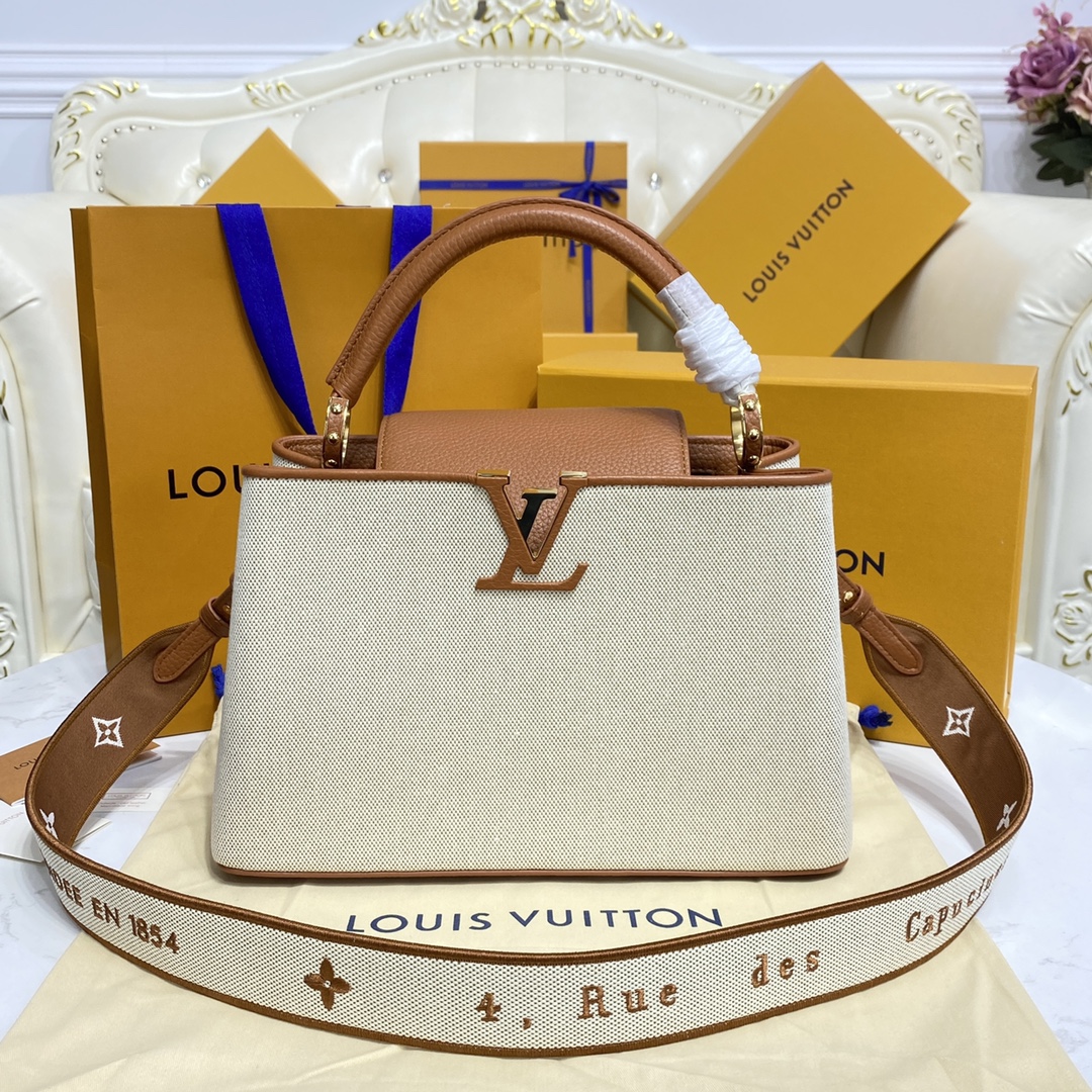 Louis Vuitton LV Capucines Bags Handbags Black Brown Coffee Color Embroidery Taurillon Canvas Spring/Summer Collection M59872