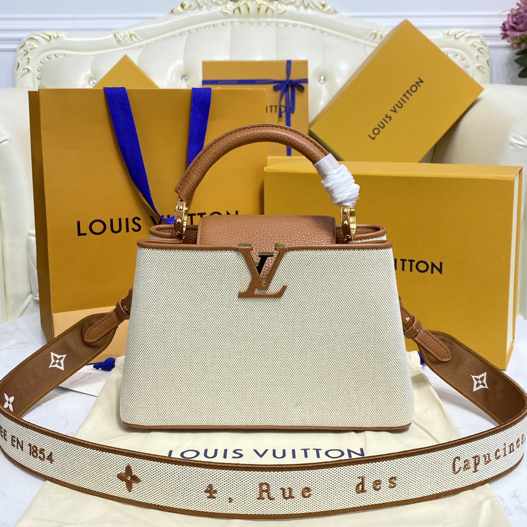 Designer
 Louis Vuitton LV Capucines Bags Handbags Black Brown Coffee Color Embroidery Taurillon Canvas Spring/Summer Collection M59872