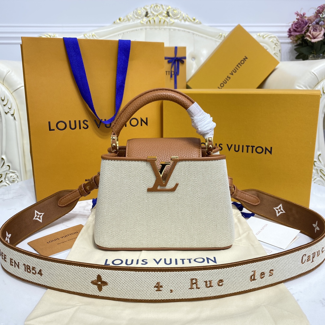 Best
 Louis Vuitton LV Capucines Bags Handbags Black Brown Coffee Color Embroidery Taurillon Canvas Spring/Summer Collection M59872