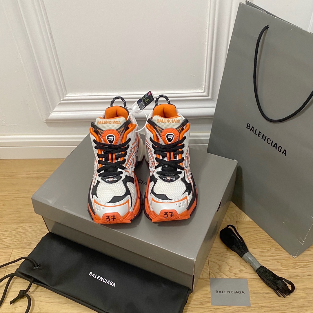 Blanco Naranja BALENCIAGA · Balenciaga 2022ss New Runner Séptima generación 7.0 Retro Zapatillas viejas Daddy Shoes Ver…