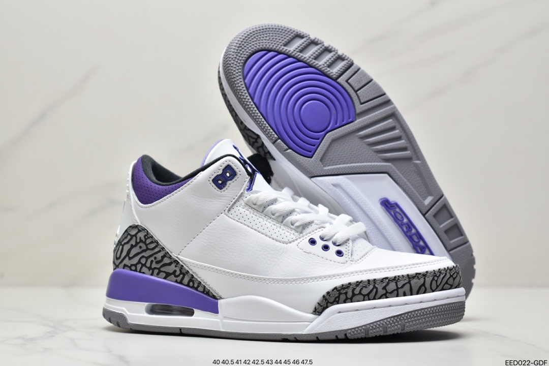 370 耐克Nike Air Jordan 3”Dark Iris”迈克尔·乔丹AJ3代中帮复古休闲运动文化篮球鞋CT8532-105