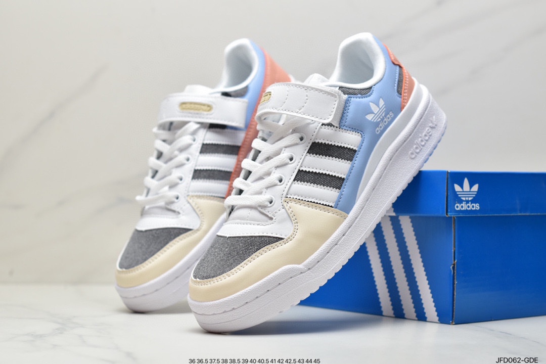 170 阿迪达斯Adidas三叶草 Originals Forum 84 Low 罗马系列魔术贴低帮复古系带百搭休闲运动板鞋