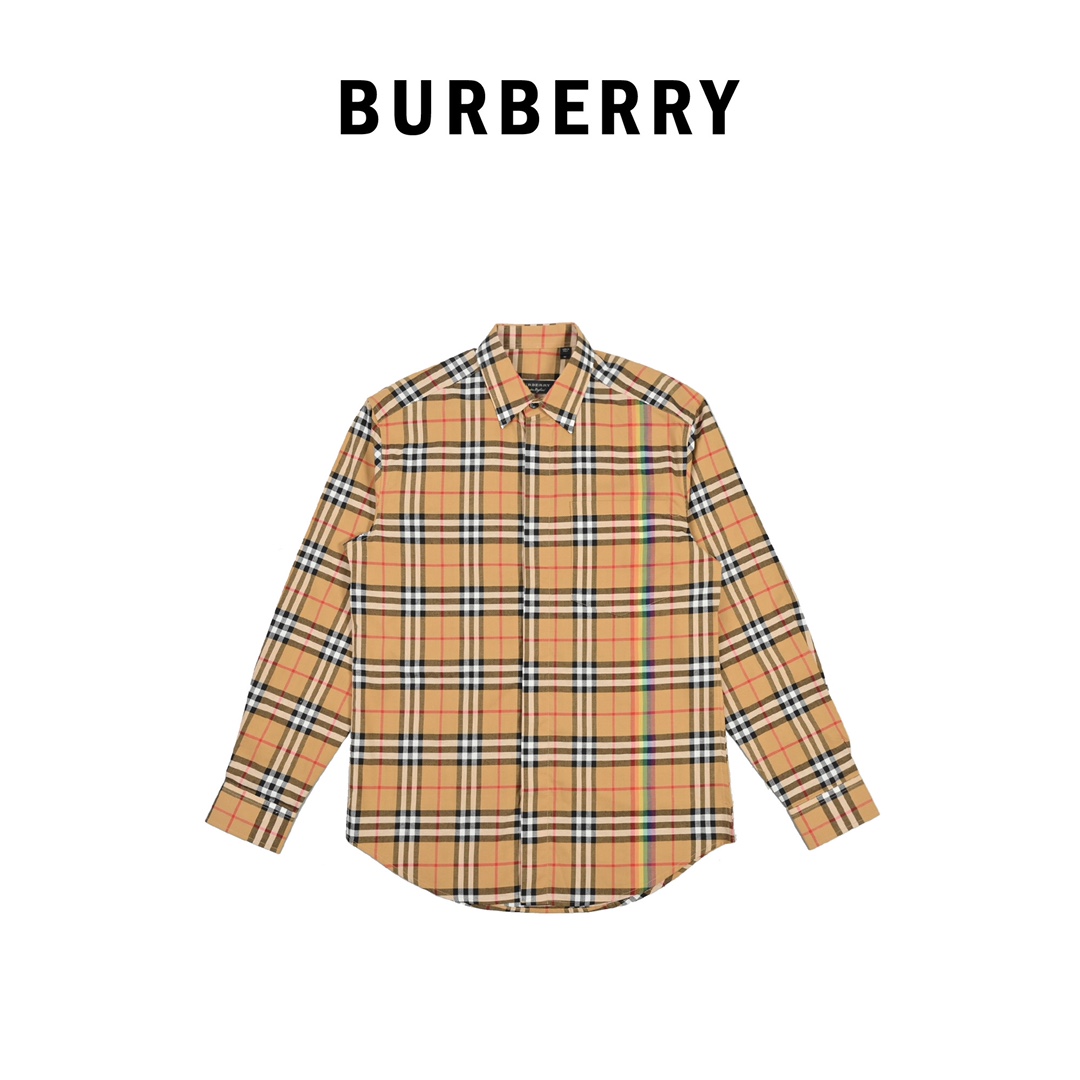 Burberry巴宝莉BBR彩虹条纹长袖衬衫