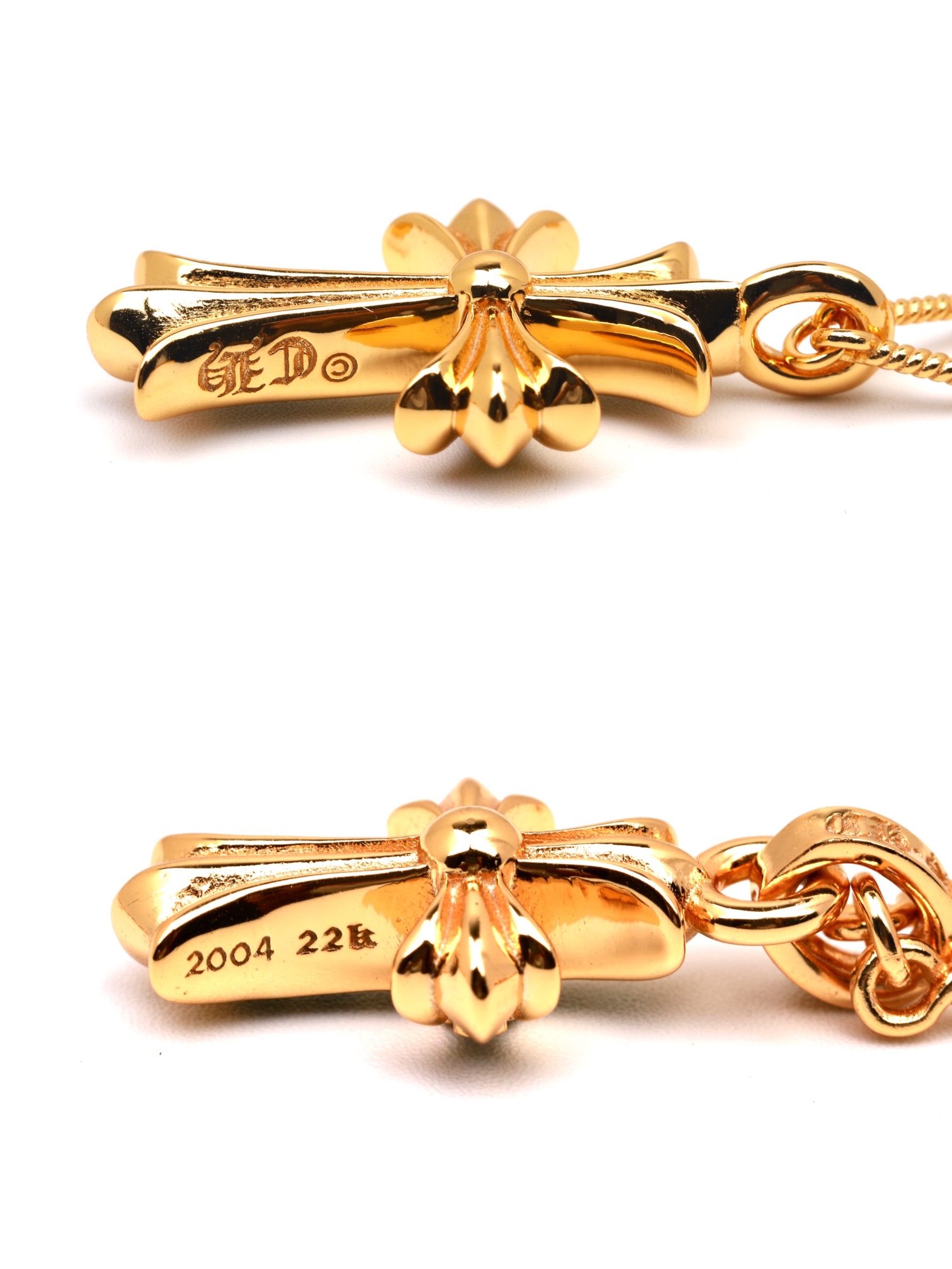 Chrome Hearts 𝐂𝐡𝐫𝐨𝐦𝐞 𝐡𝐞𝐚𝐫𝐭𝐬克罗心22k镀金双十字架项链