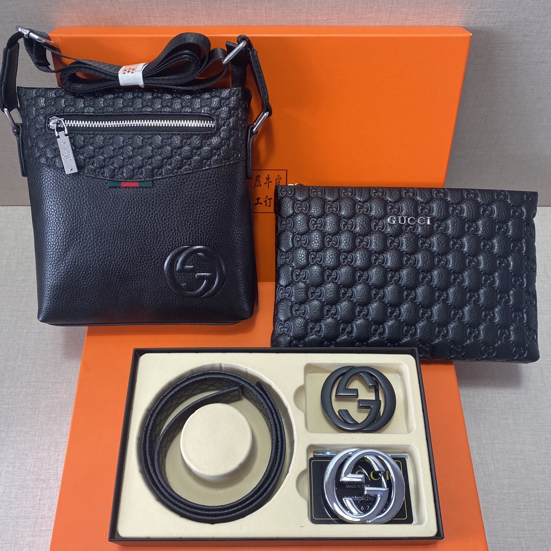 I5 古驰Gucci 头层皮质组合礼盒包装腰带+俩款包包超级组合 实用公文包包是很合适的选择.强烈推荐这款手提包日常是非常. 双扣皮带：头层皮质带身搭配3.8cm仿铜扣头 尺寸古驰公文包：长20宽4高22\r  古驰手提包：长25宽2高16
