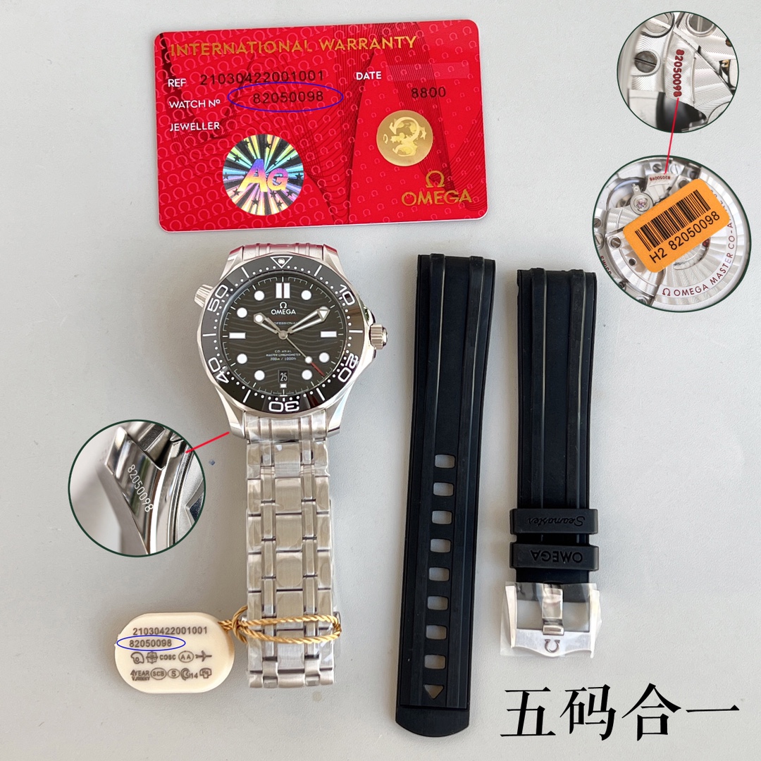 欧米茄2022新款绿海马采用双T黑摆轮8800机芯,42毫米