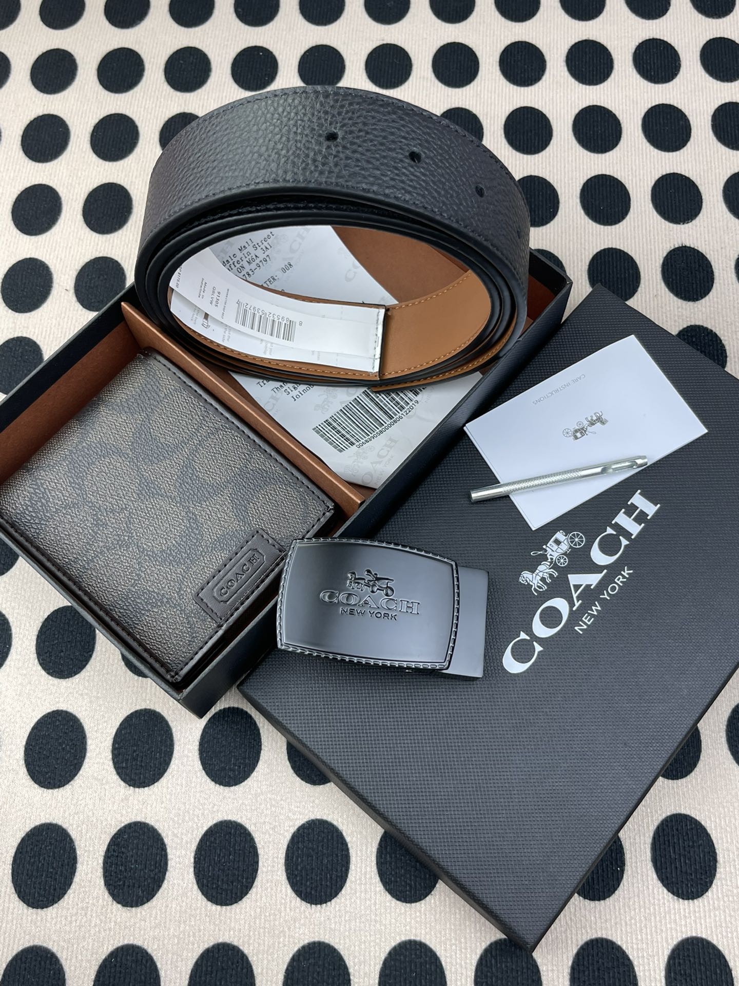 Coach ～coach 送礼男款精品皮带+咖色短款钱包74736