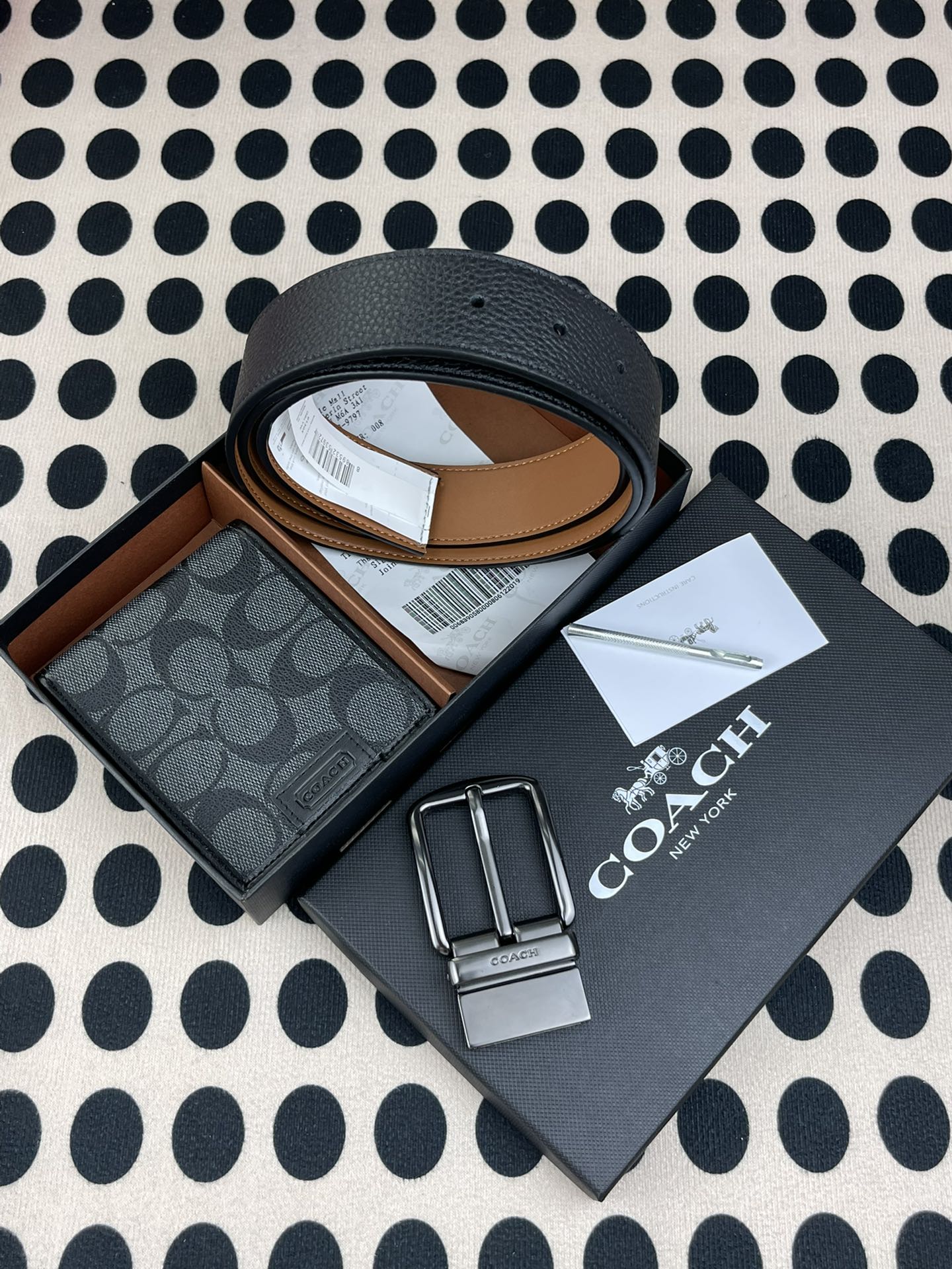 Coach ～coach 送礼男款精品皮带+黑色短款钱包74736