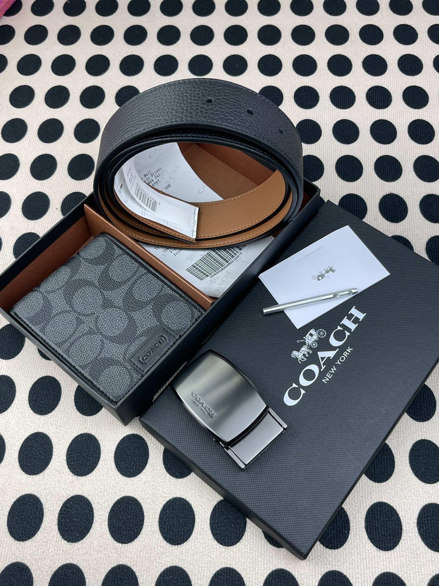 Coach ～coach 送礼男款精品皮带+黑色短款钱包74736