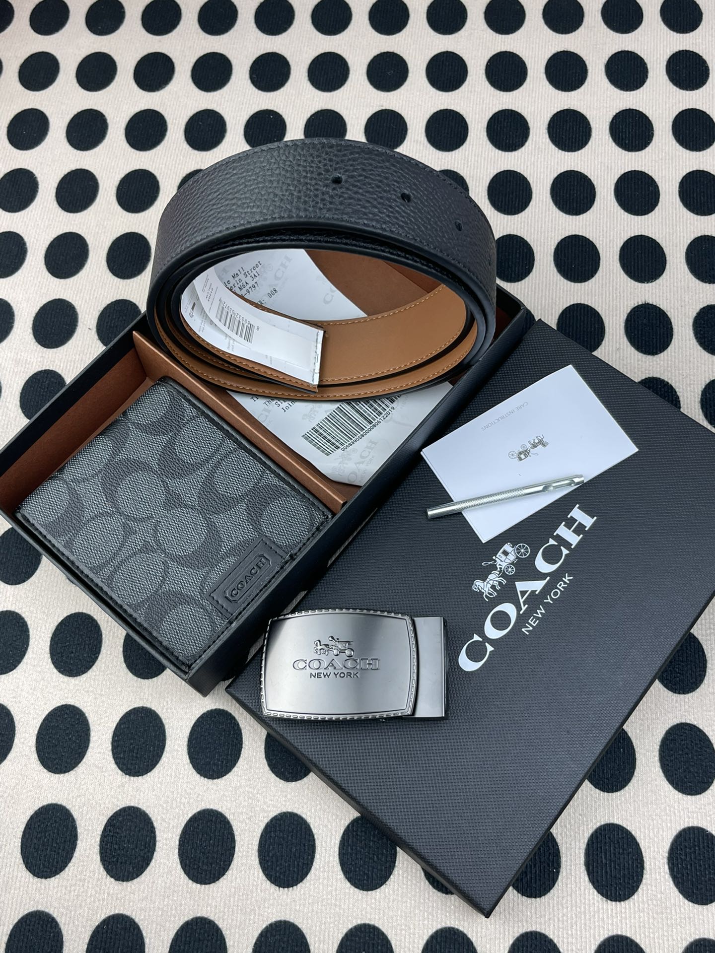 Coach ～coach 送礼男款精品皮带+黑色短款钱包74736
