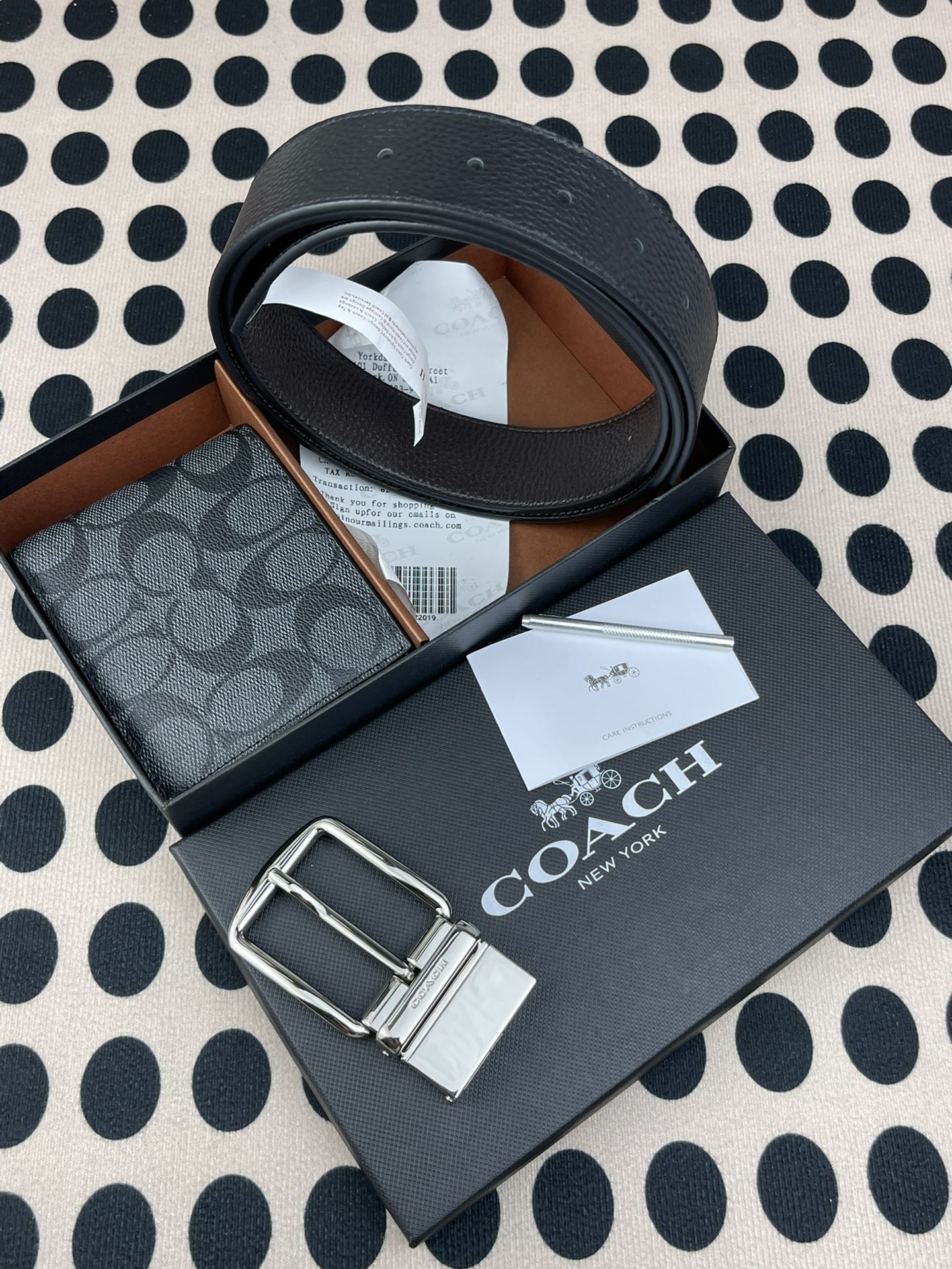 Coach ～coach 送礼男款精品皮带F55434+黑色短款钱包74993