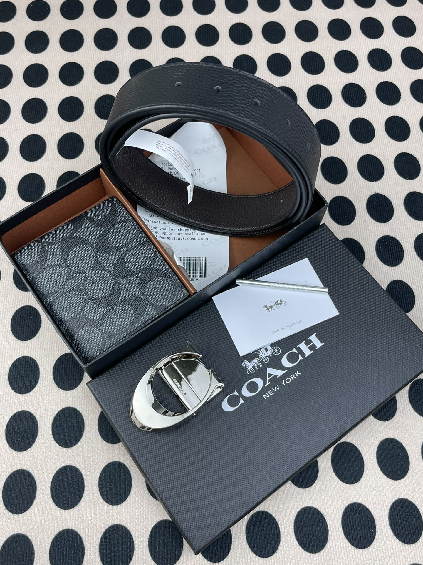 Coach ～coach 送礼男款精品皮带F55434+黑色短款钱包74993