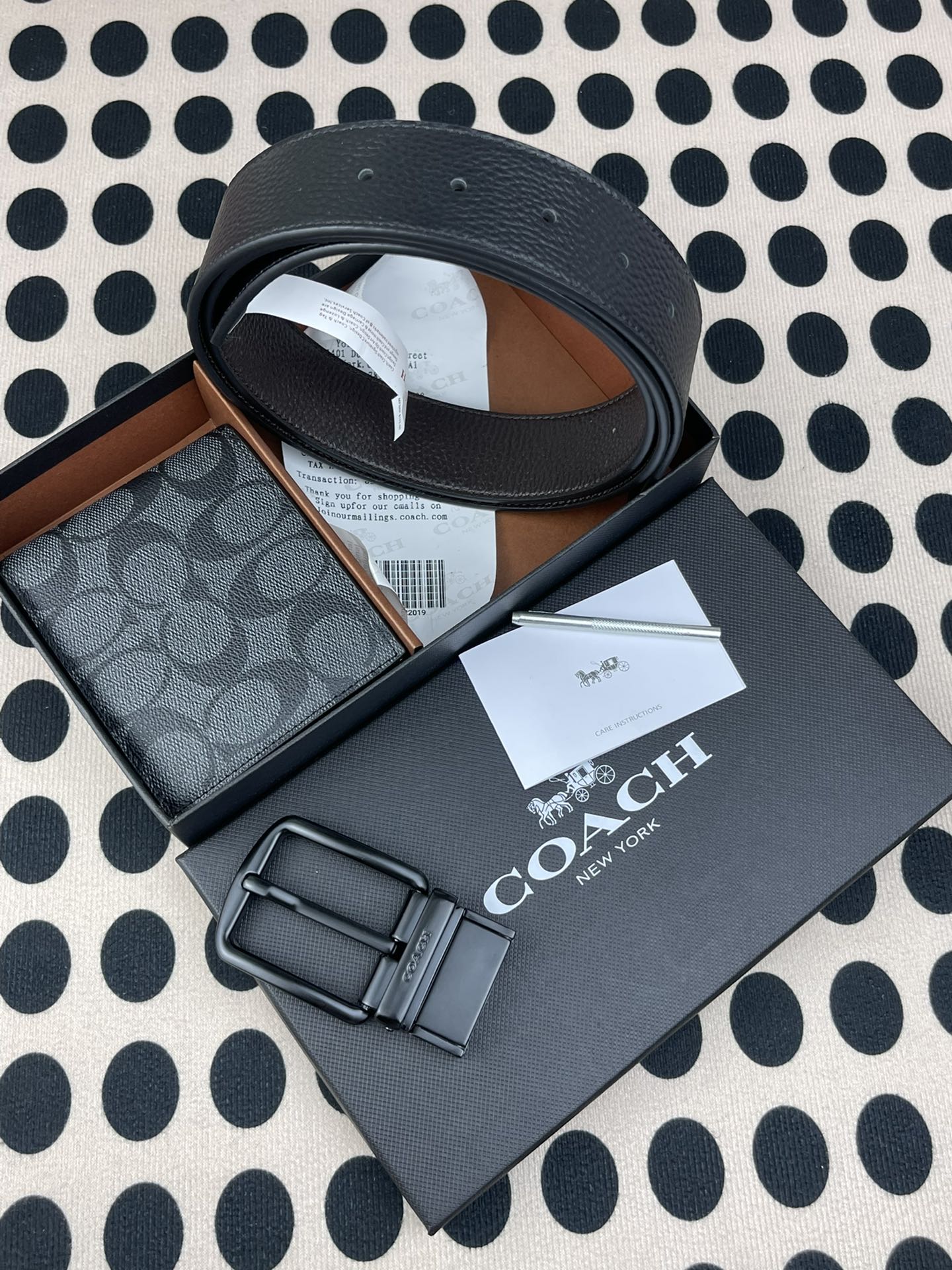 Coach ～coach 送礼男款精品皮带F55434+黑色短款钱包74993