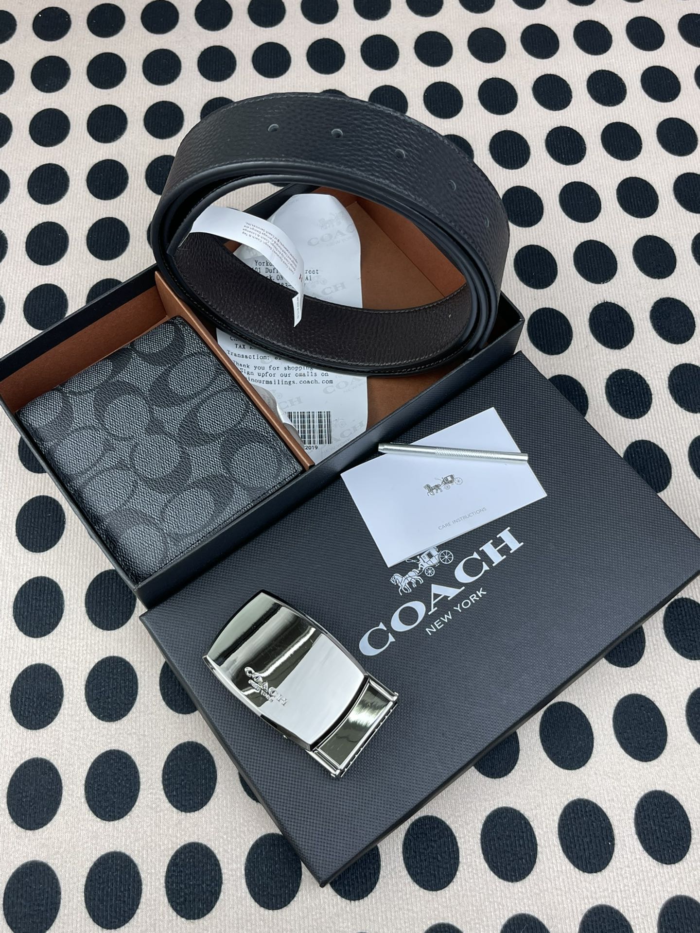 Coach ～coach 送礼男款精品皮带F55434+黑色短款钱包74993