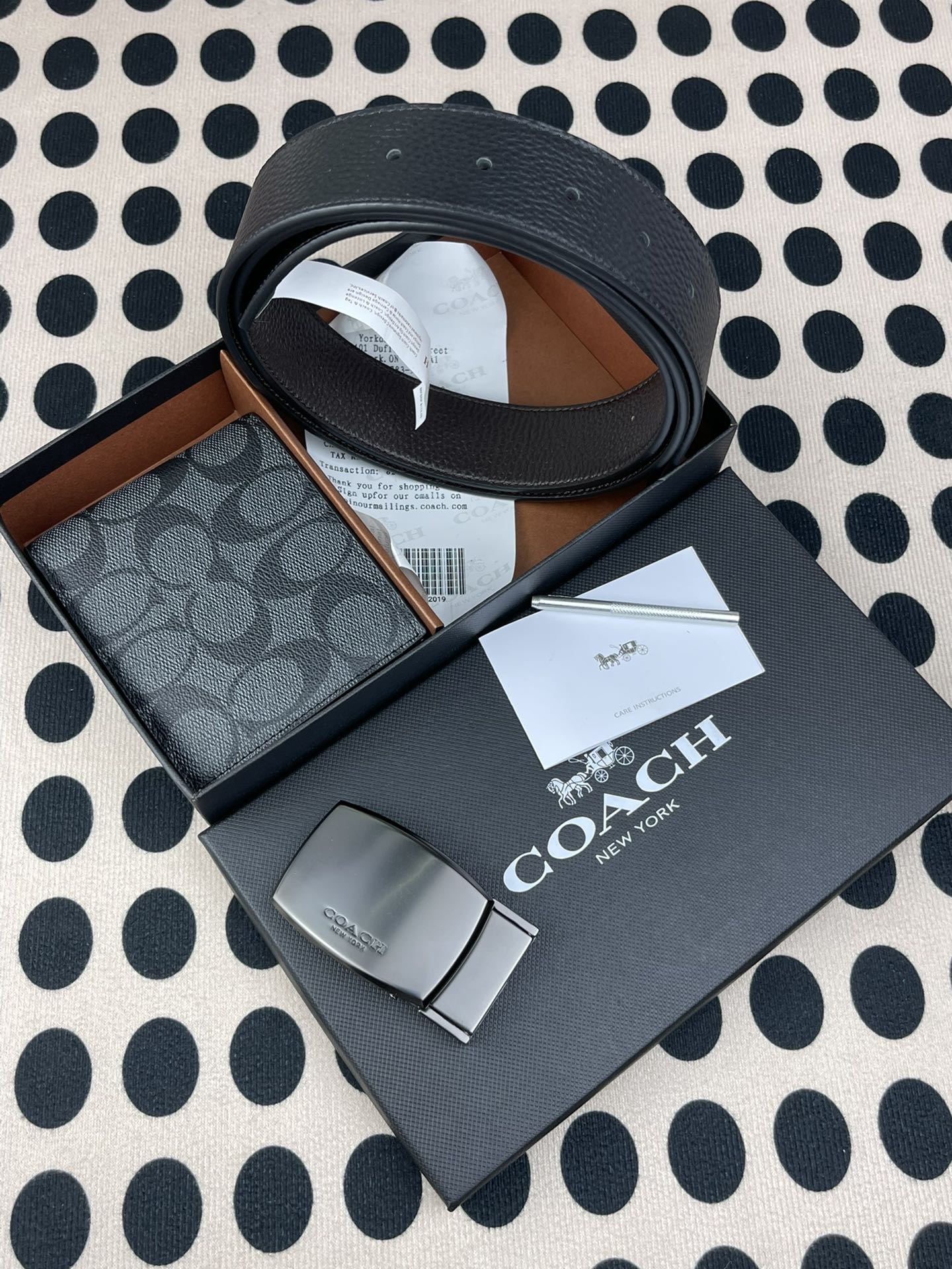 Coach ～coach 送礼男款精品皮带F55434+黑色短款钱包74993