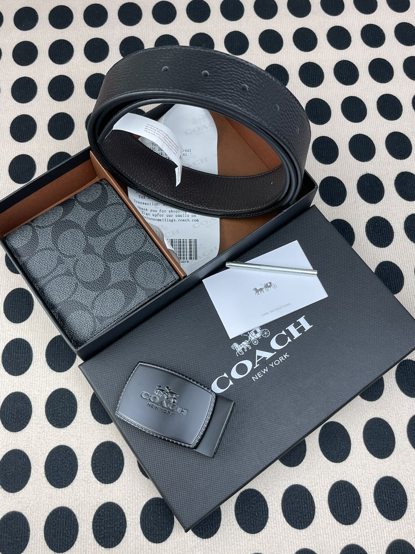 Coach ～coach 送礼男款精品皮带F55434+黑色短款钱包74993