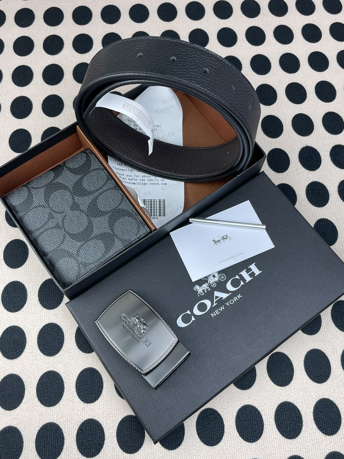 Coach ～coach 送礼男款精品皮带F55434+黑色短款钱包74993