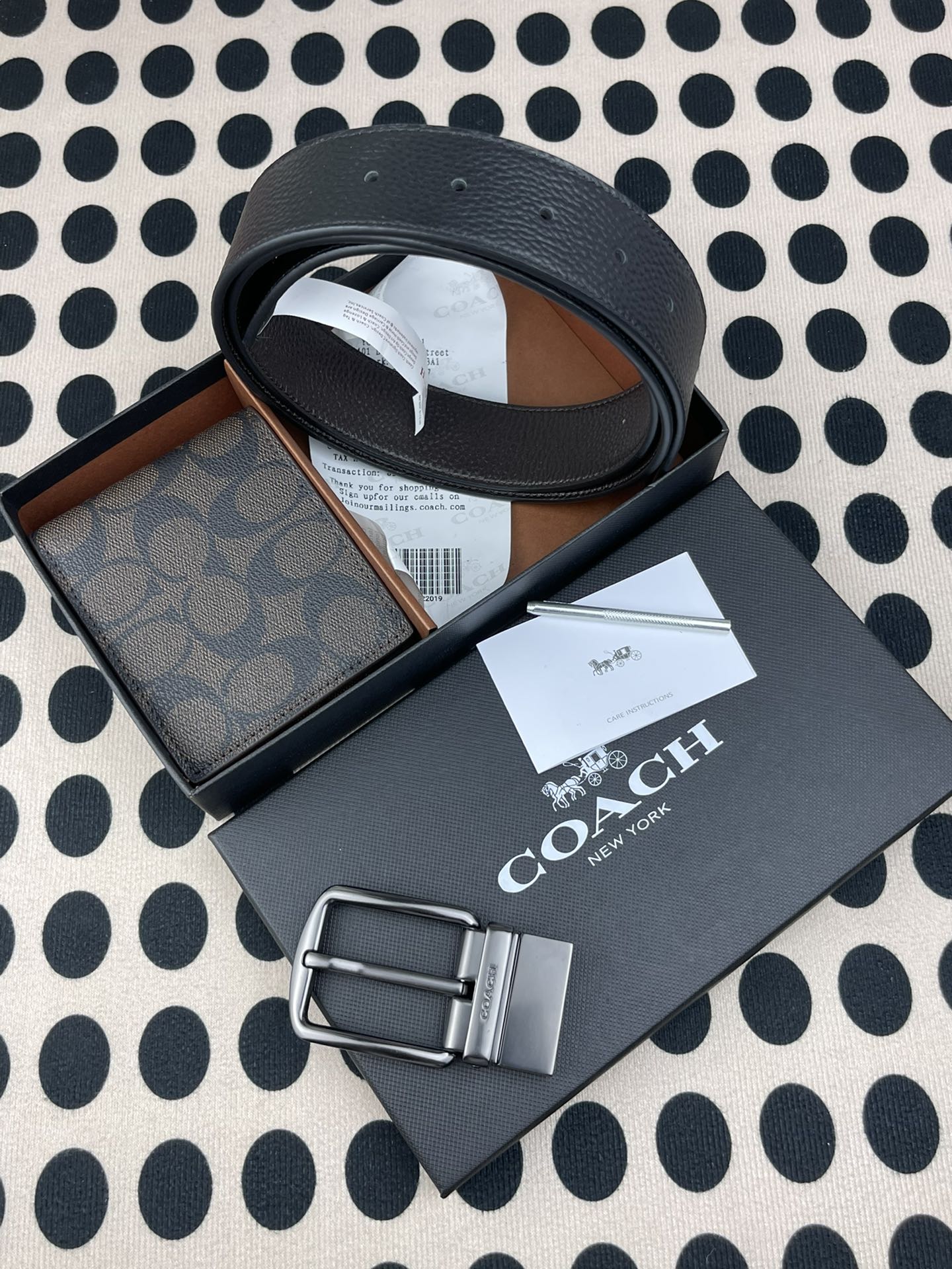 Coach ～coach 送礼男款精品皮带F55434+咖色短款钱包74993