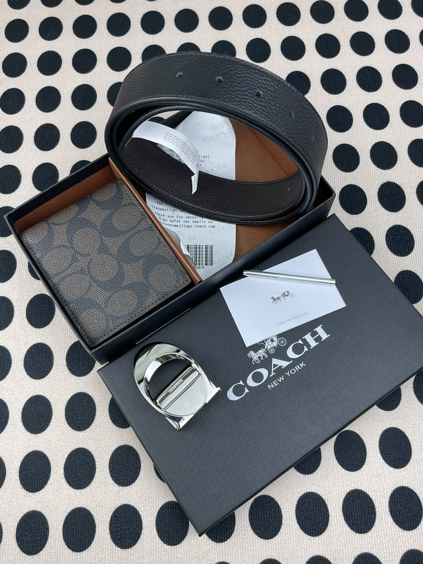 Coach ～coach 送礼男款精品皮带F55434+咖色短款钱包74993