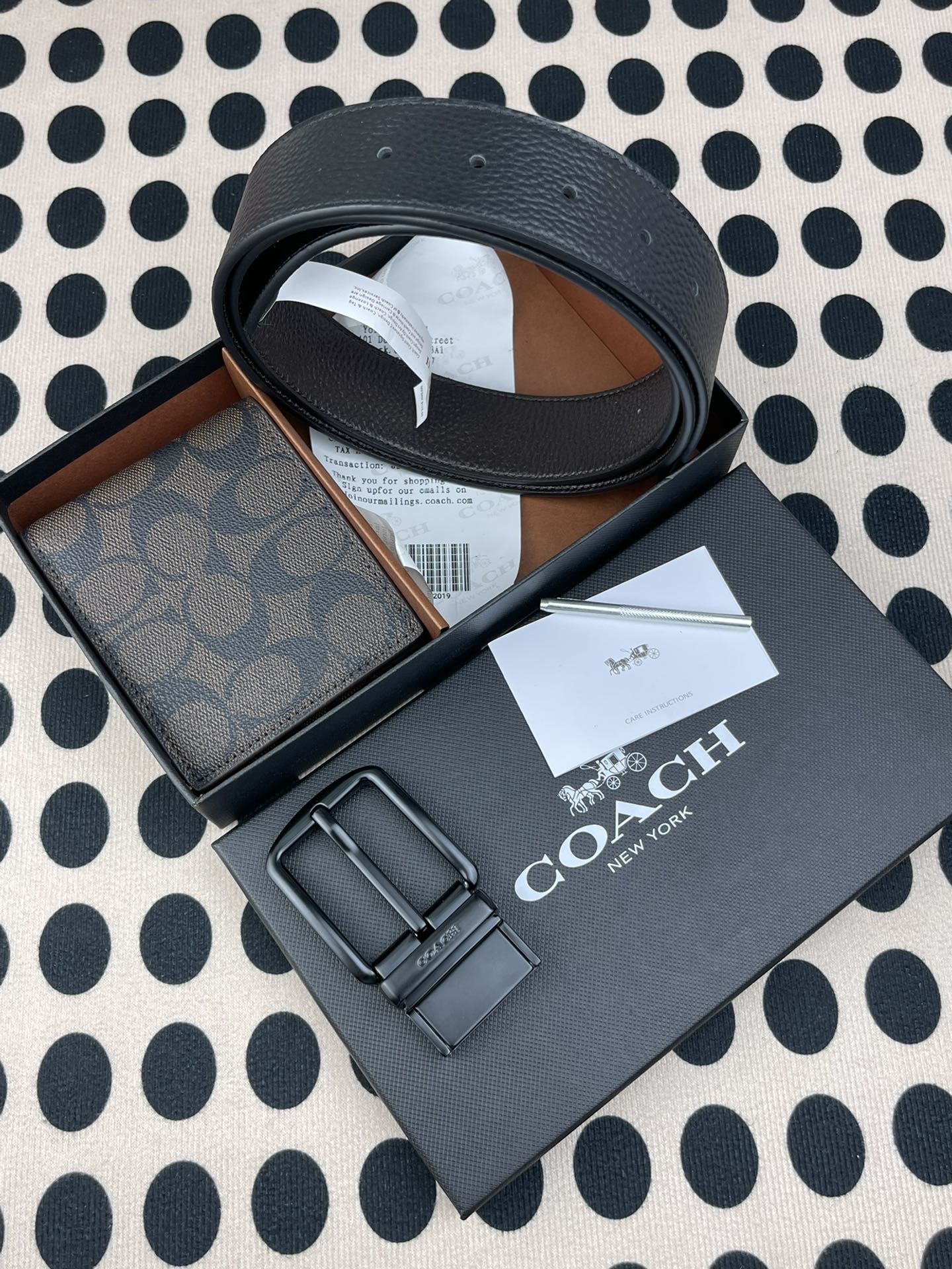 Coach ～coach 送礼男款精品皮带F55434+咖色短款钱包74993
