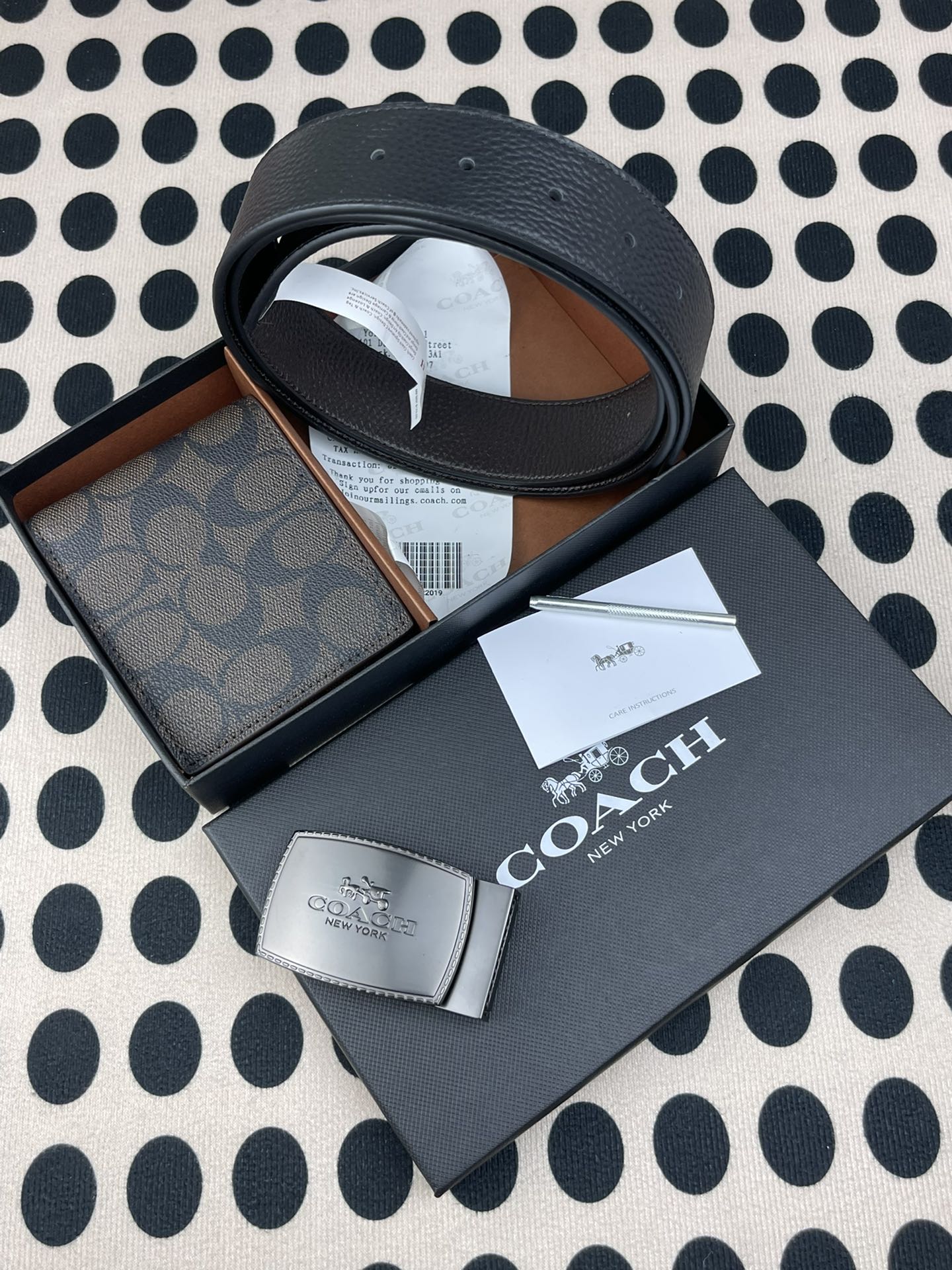 Coach ～coach 送礼男款精品皮带F55434+咖色短款钱包74993