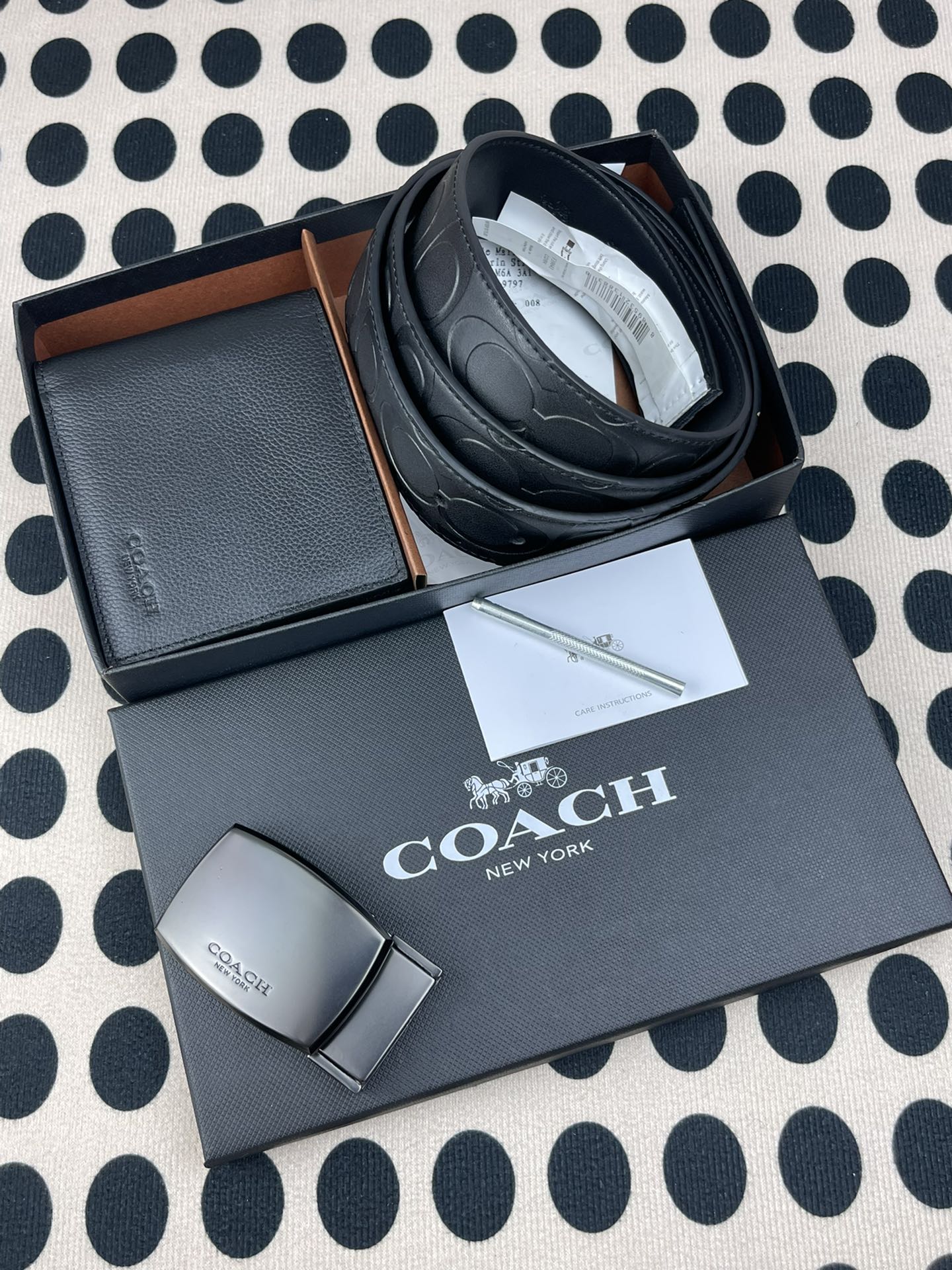 Coach ～coach 送礼男款精品皮带F39643+黑色短款钱包74991