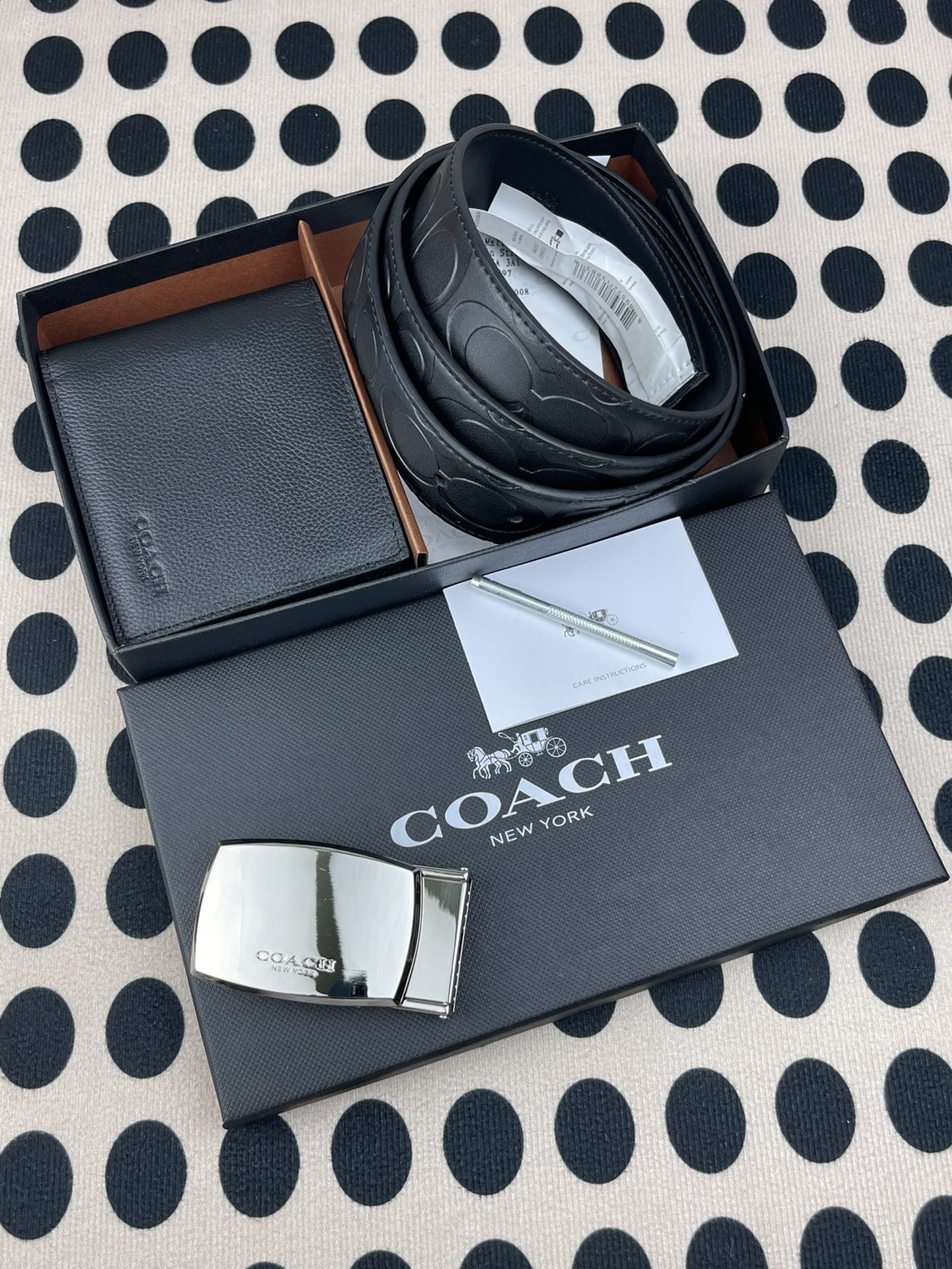 Coach ～coach 送礼男款精品皮带F39643+黑色短款钱包74991