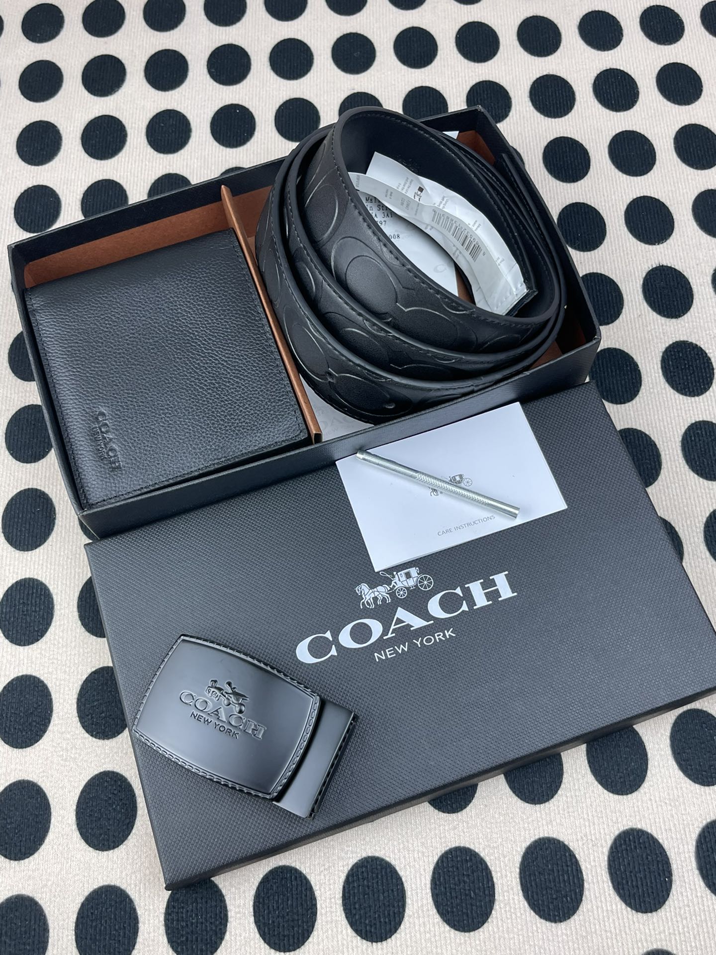 Coach ～coach 送礼男款精品皮带F39643+黑色短款钱包74991