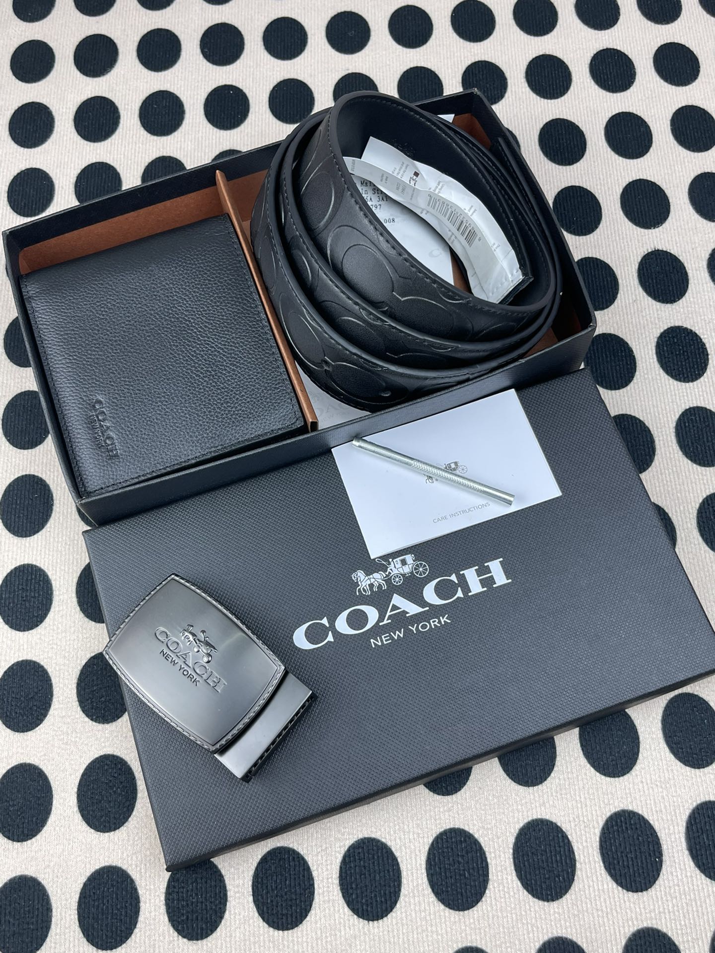 Coach ～coach 送礼男款精品皮带F39643+黑色短款钱包74991