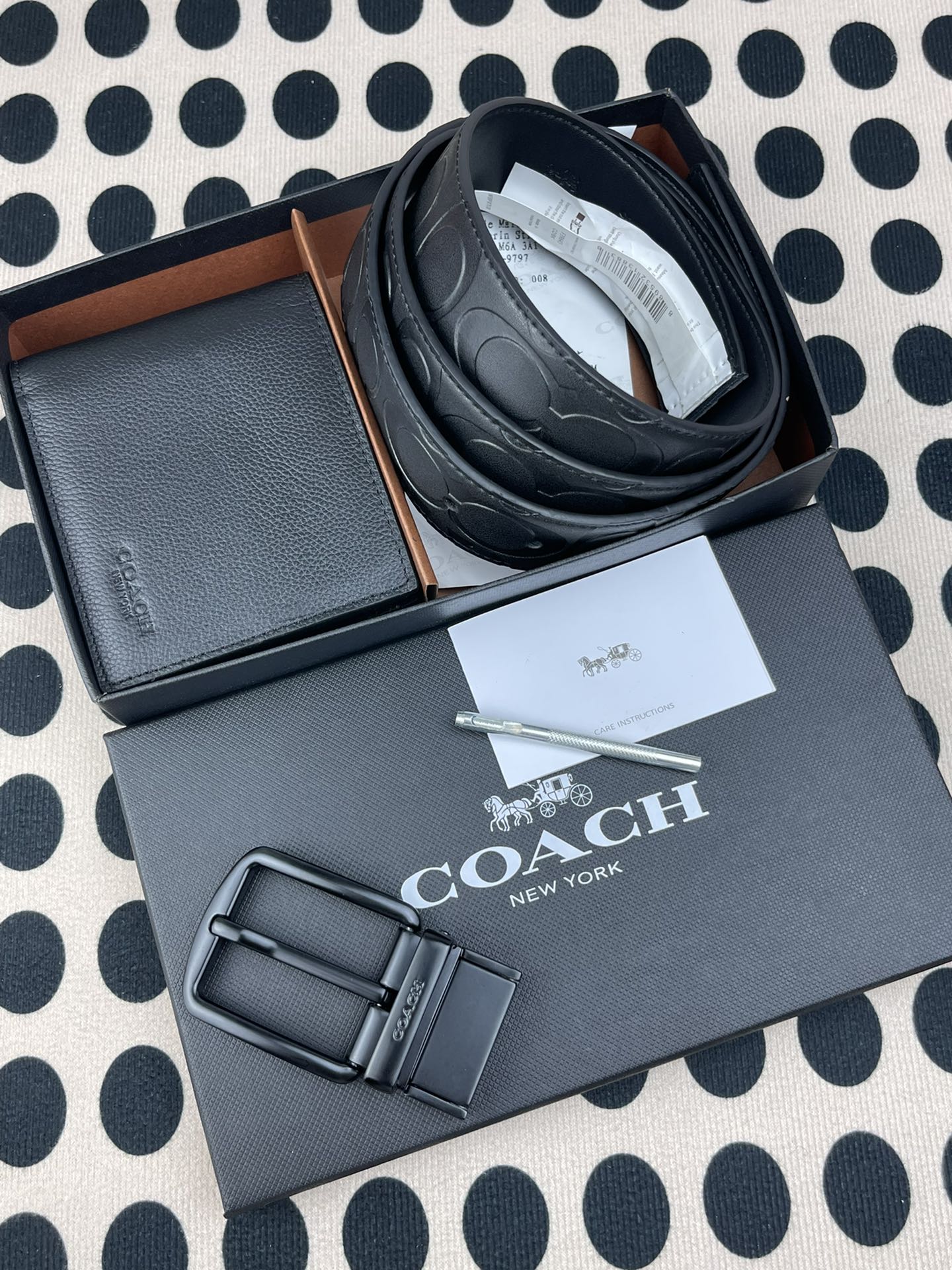 Coach ～coach 送礼男款精品皮带F39643+黑色短款钱包74991
