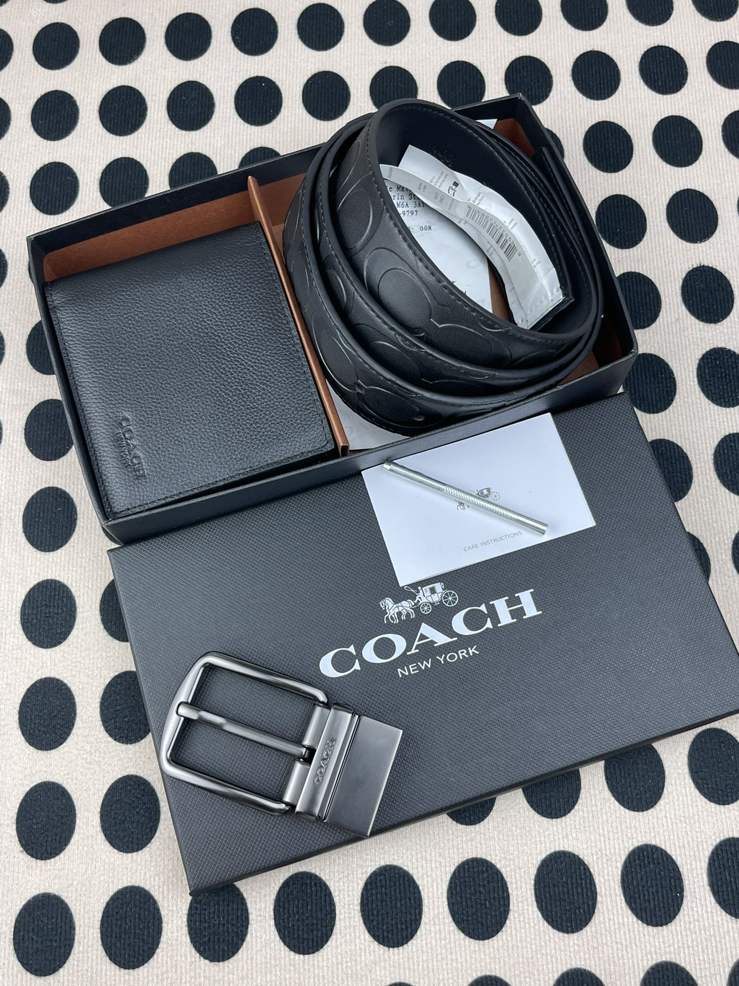Coach ～coach 送礼男款精品皮带F39643+黑色短款钱包74991