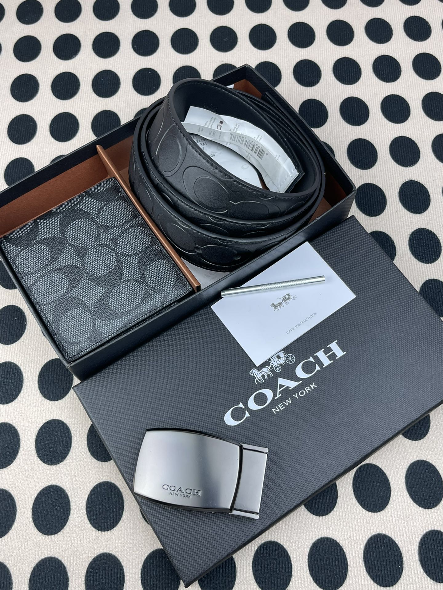 Coach ～coach 送礼男款精品皮带F39643+黑色短款钱包74993