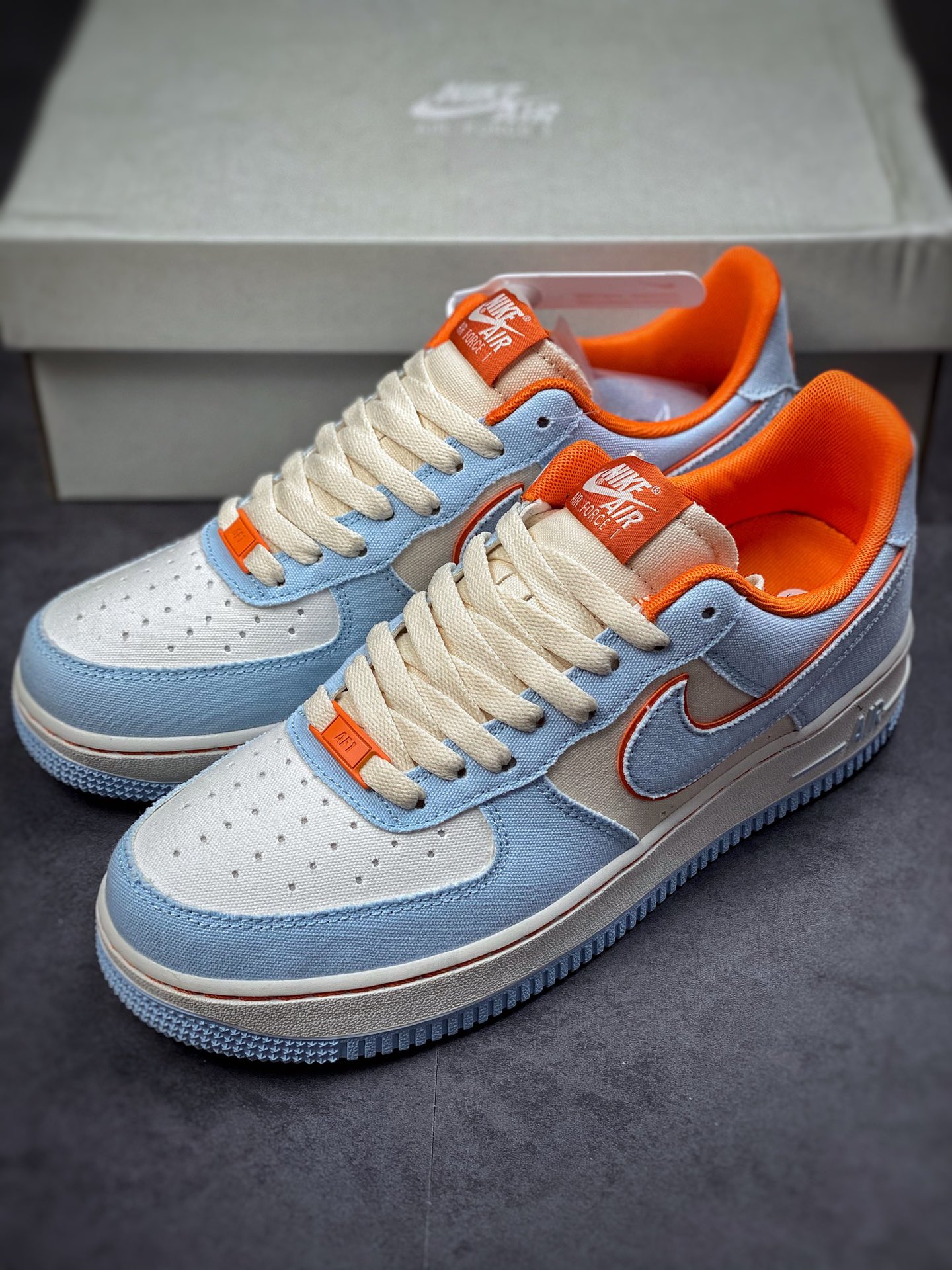 220 Nike Air Force 1 Low 07 帆布米蓝橙 315122-662