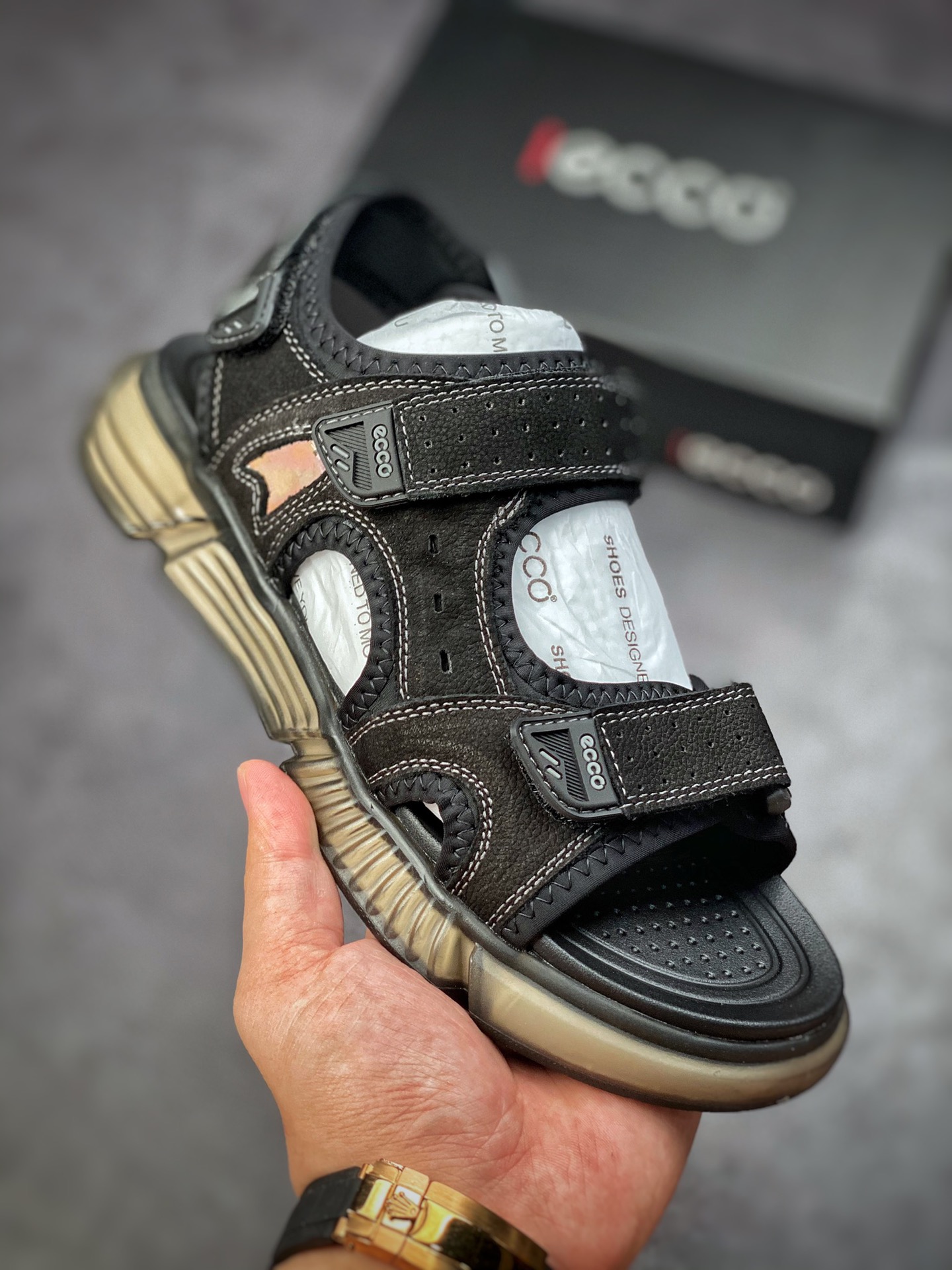 220 ECCO爱步男鞋夏季2022专柜同步新款 运动凉鞋沙滩鞋男