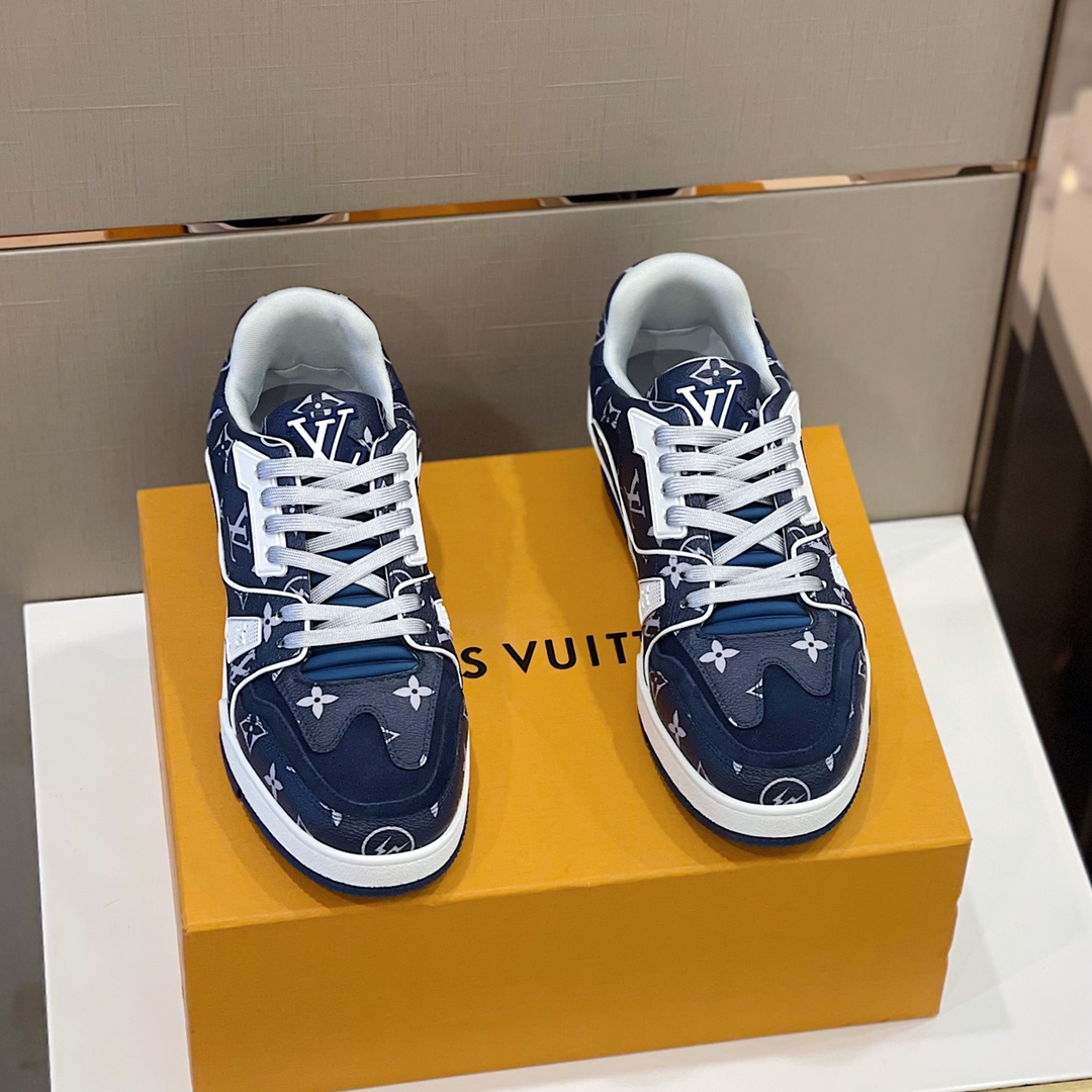 Louis Vuitton Shoes Sneakers Lychee Pattern Cowhide Denim Sweatpants