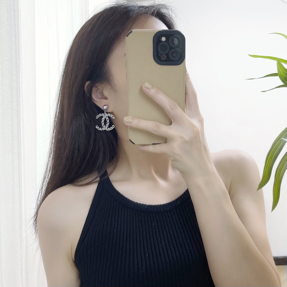 新款☑️CHANEL香奈儿双c镂空耳钉耳环