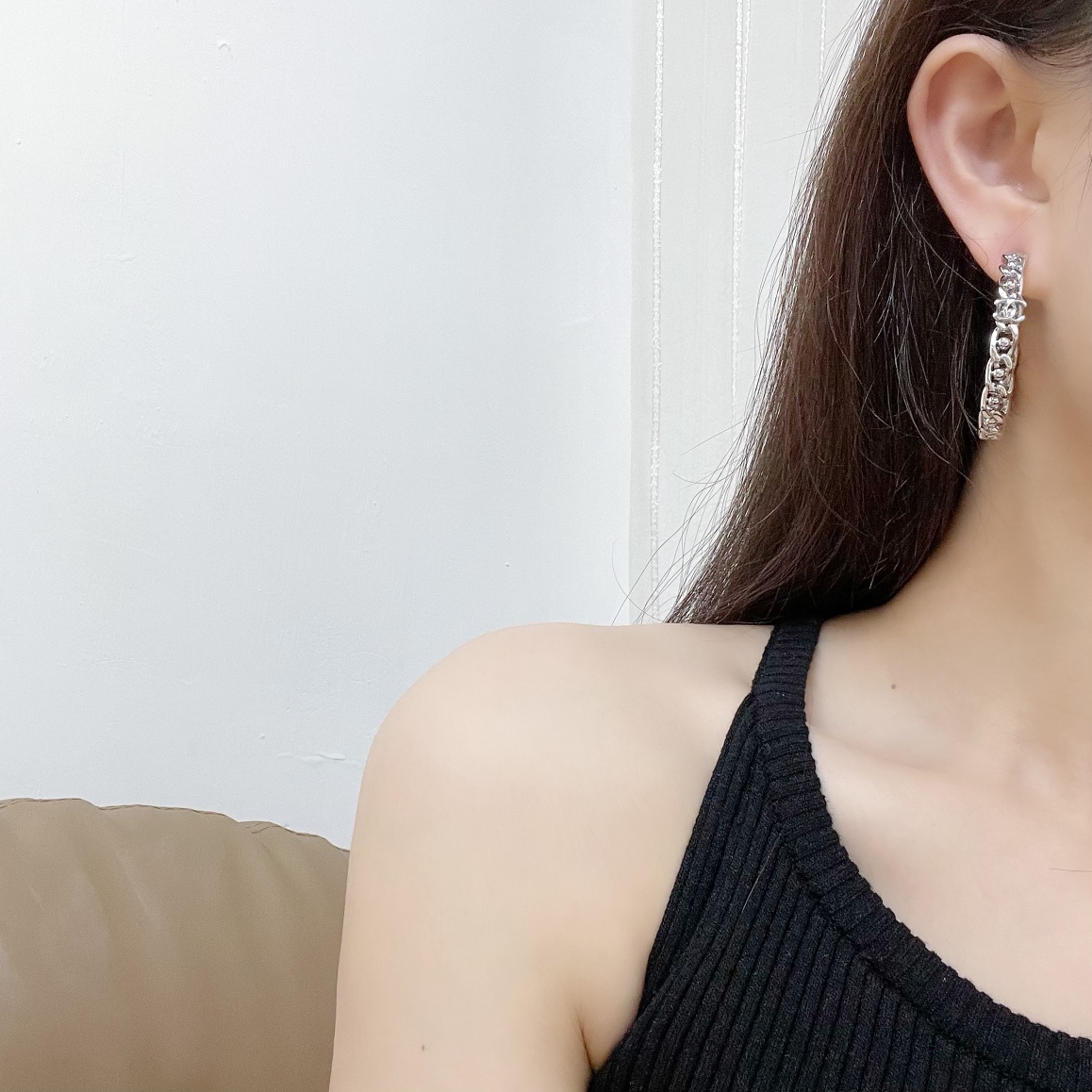 新款☑️CHANEL香奈儿双c镂空耳钉耳环