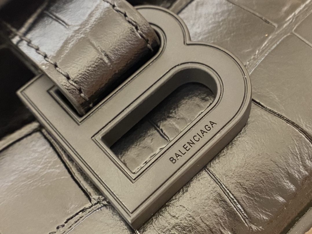 Balenciaga Downtown 25CM BAG 671355黑色鳄鱼纹/黑扣