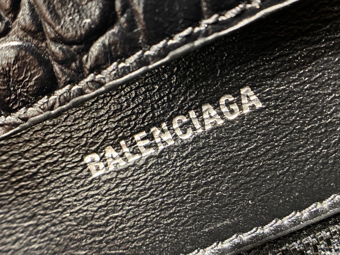 Balenciaga Downtown 25CM BAG 671355黑色鳄鱼纹/黑扣