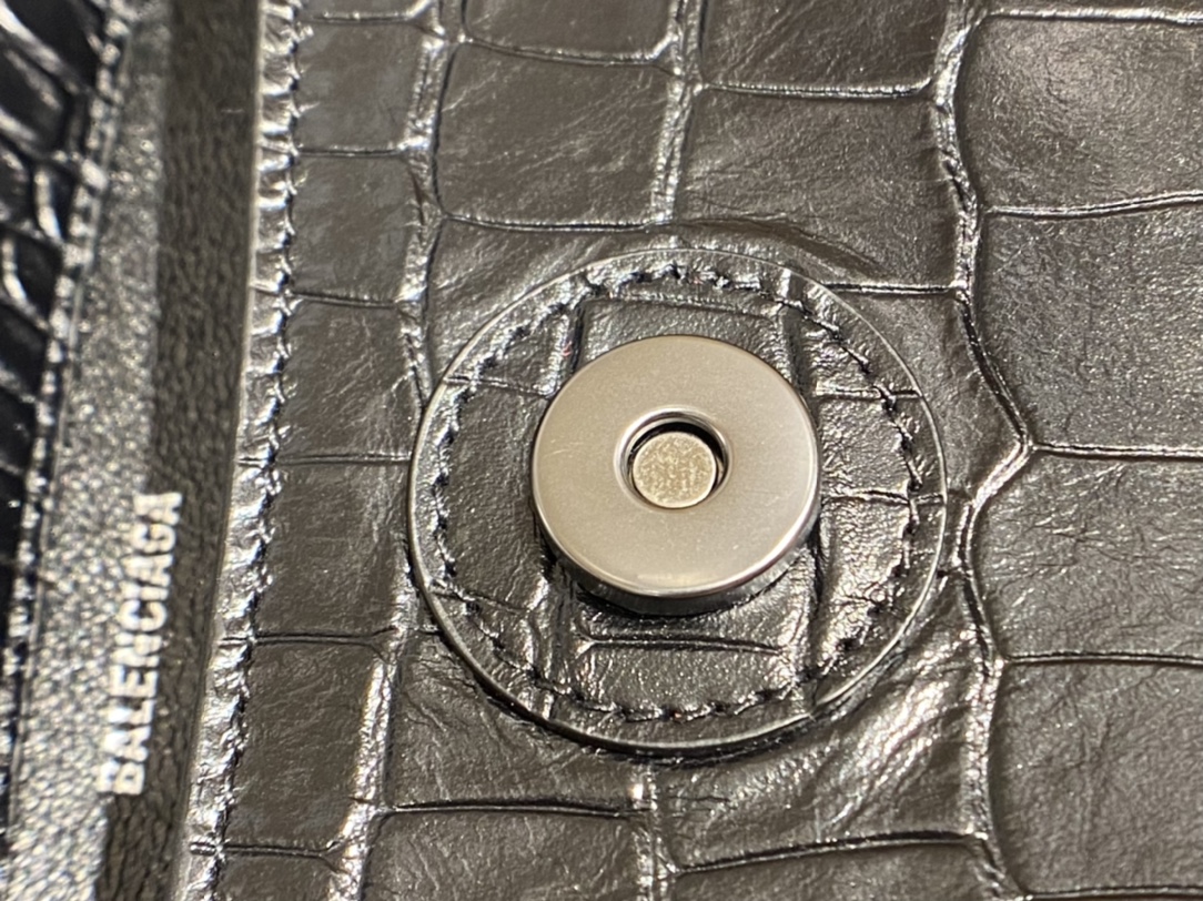 Balenciaga Downtown 25CM BAG 671355黑色鳄鱼纹/黑扣