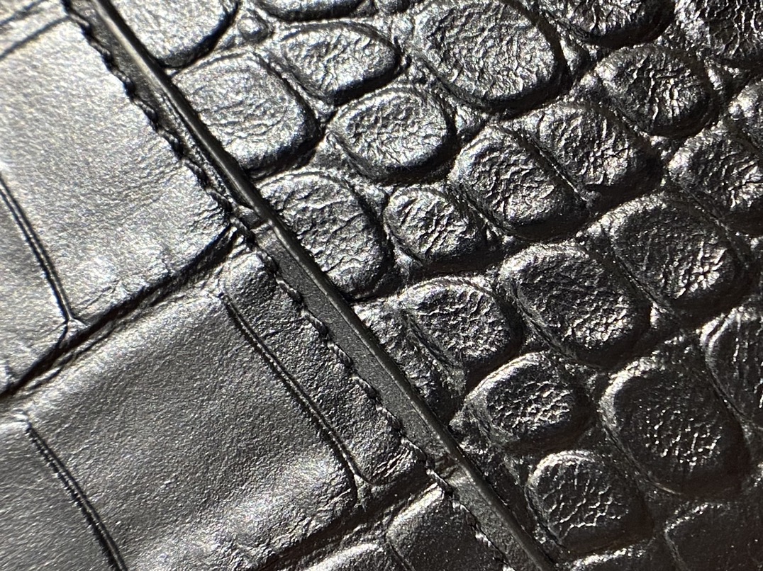 Balenciaga Downtown 25CM BAG 671355黑色鳄鱼纹/黑扣